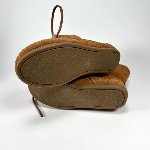 TOMS Zahara Suede Moc Faux Shearling Bootie Boots in Chestnut - Picture 9 of 16